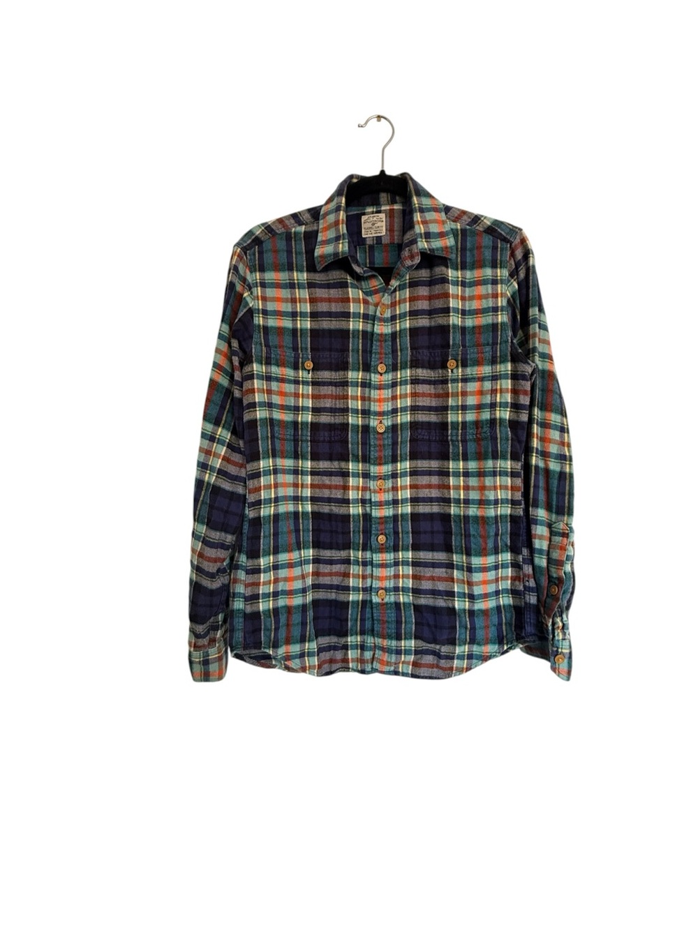 Vintage J. Crew Blue Green Preppy Plaid Flannel 100% Cotton Men’s Small - Picture 2 of 7